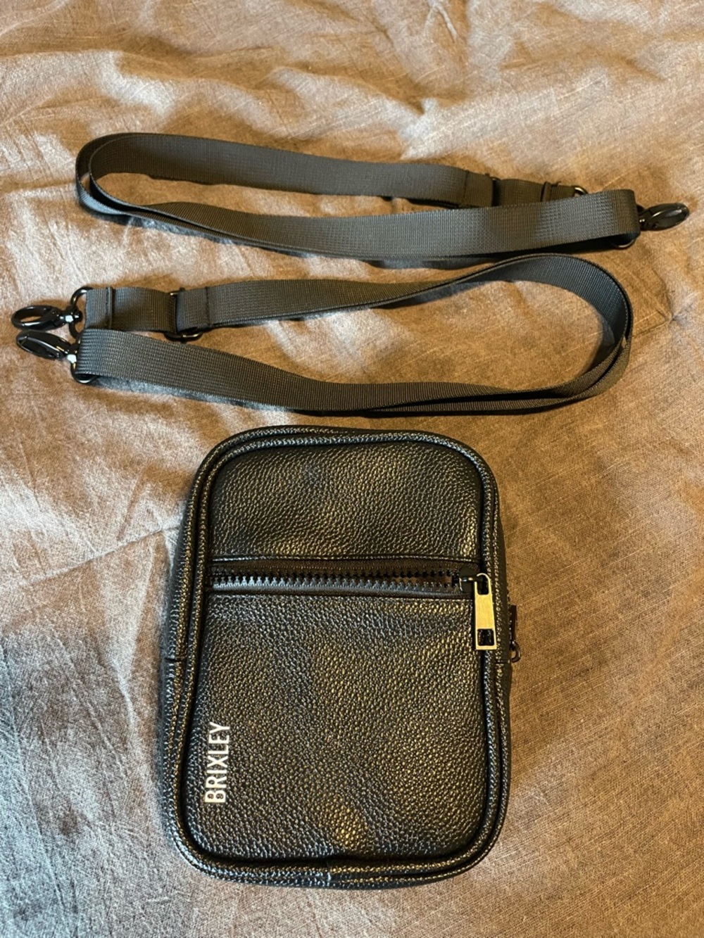 BRIXLEY Black Pebbled Leather Crossbody Bag for Women